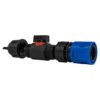 Hose Connector Blue with In-Line BSPM Valve and 4mm Barb