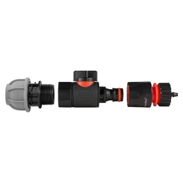 20mm mdpe straight with bspf-quick connect valve & hose – heavy duty pipe & hose fitting uk