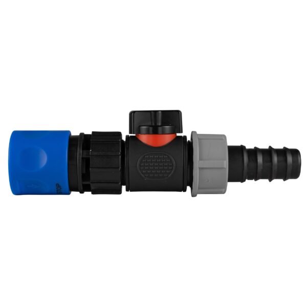 Hose Connector Blue with In-Line BSPM Valve and 20mm Barbed Garden Hose Fittings Free Shipping 5