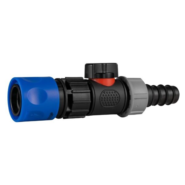 Hose Connector Blue with In-Line BSPM Valve and 20mm Barbed Garden Hose Fittings Free Shipping 7