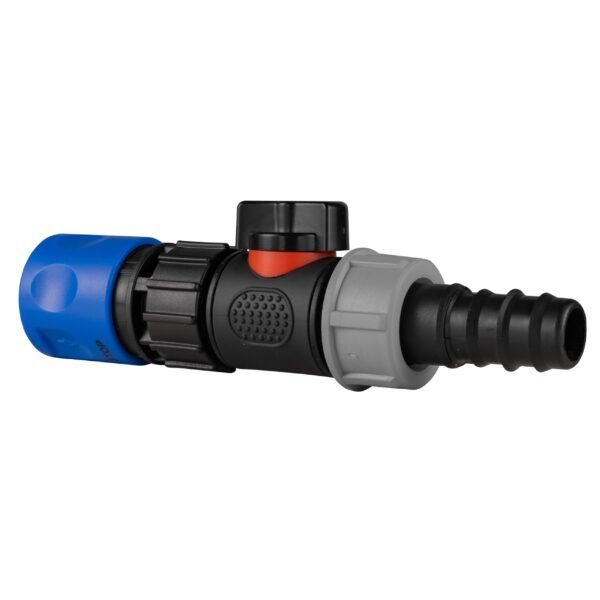 Hose Connector Blue with In-Line BSPM Valve and 20mm Barbed Garden Hose Fittings Free Shipping 9