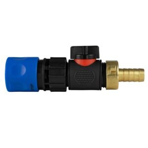 Hose Connector Blue with In-Line BSPM Valve and 13mm Brass