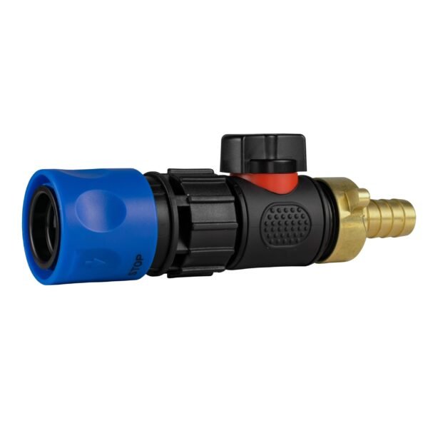 Hose connector blue with in-line bspm valve and 13mm brass full flow valves free shipping 2