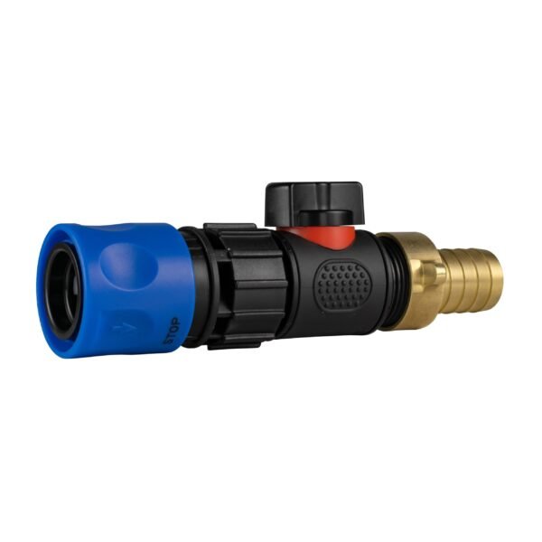 Hose connector blue with in-line bspm valve and 19mm brass – heavy duty pipe & hose fitting uk full flow valves free shipping 2