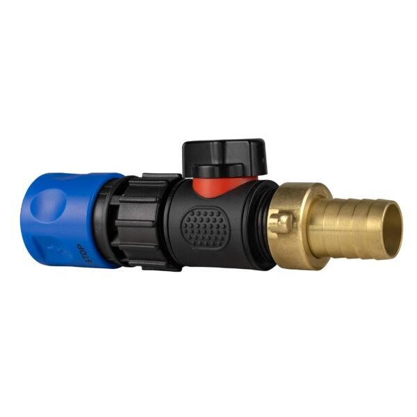 Hose connector blue with in-line bspm valve and 19mm brass – heavy duty pipe & hose fitting uk full flow valves free shipping 3