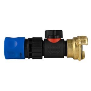 Hose Connector Blue with In-Line BSPM Valve and Geka Type – Heavy Duty Pipe & Hose Fitting UK Geka Fittings Free Shipping