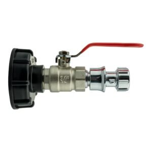IBC 2” S60X6 Cap with Lever Valve, Click Lock and Hose