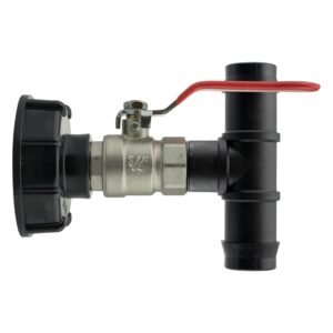 IBC 2” S60X6 Cap with Lever Valve and 19mm Barbed Tee – Heavy Duty Pipe & Hose Fitting UK IBC Tanks Fittings Free Shipping