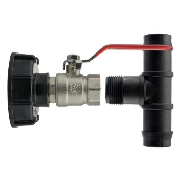 Ibc 2” s60x6 cap with lever valve and 25mm barbed tee – heavy duty pipe & hose fitting uk ibc tanks fittings free shipping 7