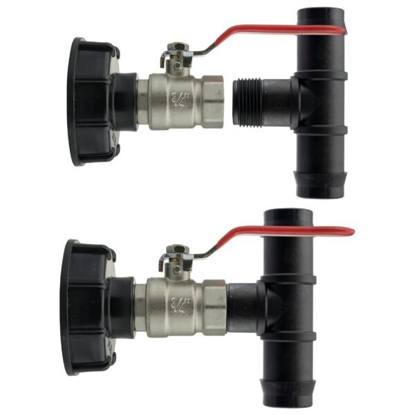 Ibc 2” s60x6 cap with lever valve and 25mm barbed tee – heavy duty pipe & hose fitting uk ibc tanks fittings free shipping 9