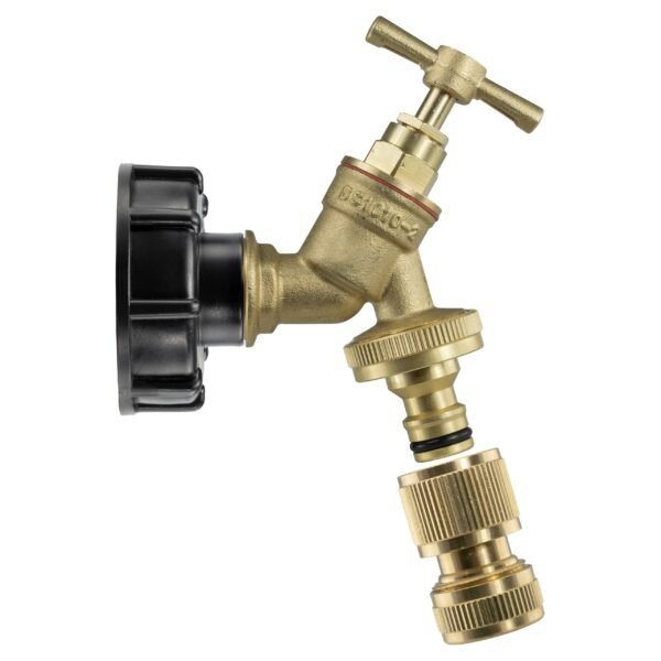 Ibc 2” s60x6 cap with brass bib quick connect tap and hose – heavy duty pipe & hose fitting uk ibc tanks fittings free shipping 7