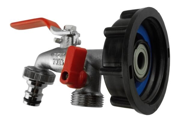 Ibc 2” s60x6 cap with double tap ½” bsp – heavy duty pipe & hose fitting uk ibc tanks fittings free shipping 9