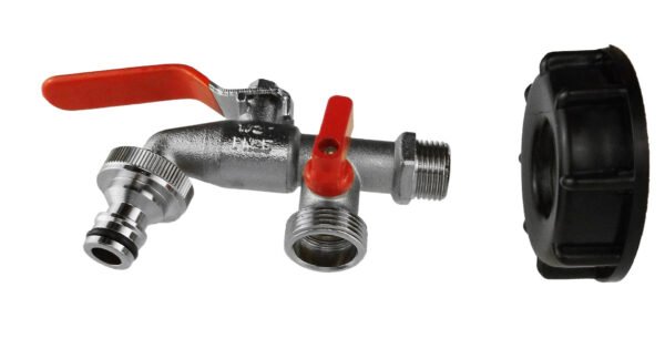 Ibc 2” s60x6 cap with double tap ½” bsp – heavy duty pipe & hose fitting uk ibc tanks fittings free shipping 5