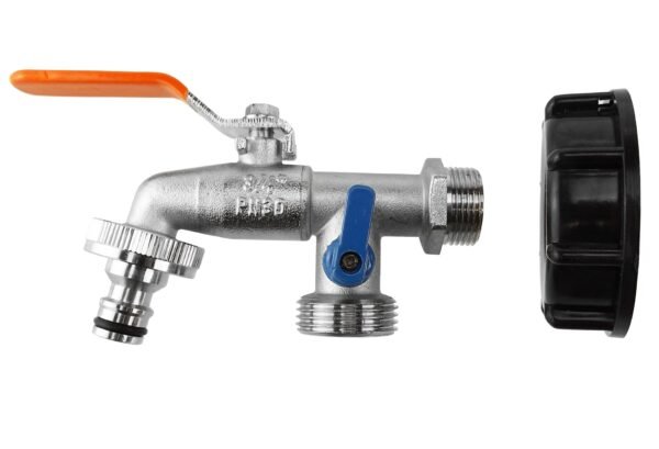 Ibc 2” s60x6 cap with double tap ¾” bsp – heavy duty pipe & hose fitting uk ibc tanks fittings free shipping 11