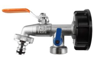 IBC 2” S60X6 Cap with Double Tap ¾” BSP – Heavy Duty Pipe & Hose Fitting UK IBC Tanks Fittings Free Shipping
