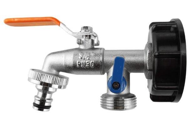 Ibc 2” s60x6 cap with double tap ¾” bsp – heavy duty pipe & hose fitting uk ibc tanks fittings free shipping 5