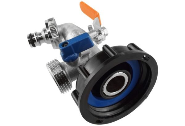 Ibc 2” s60x6 cap with double tap ¾” bsp – heavy duty pipe & hose fitting uk ibc tanks fittings free shipping 9