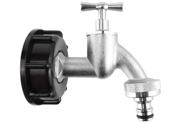 Ibc 2” s60x6 cap with quick connect nickle plated bib tap ½” – heavy duty pipe & hose fitting uk ibc tanks fittings free shipping 5