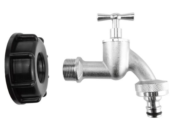 Ibc 2” s60x6 cap with quick connect nickle plated bib tap ¾” – heavy duty pipe & hose fitting uk ibc tanks fittings free shipping 7
