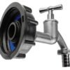 Ibc 2” s60x6 cap with nickle plated bib tap ¾” barb – heavy duty pipe & hose fitting uk ibc tanks fittings free shipping 55