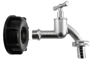 IBC 2” S60X6 Cap with Nickle Plated Bib Tap ½” Barb – Heavy Duty Pipe & Hose Fitting UK IBC Tanks Fittings Free Shipping