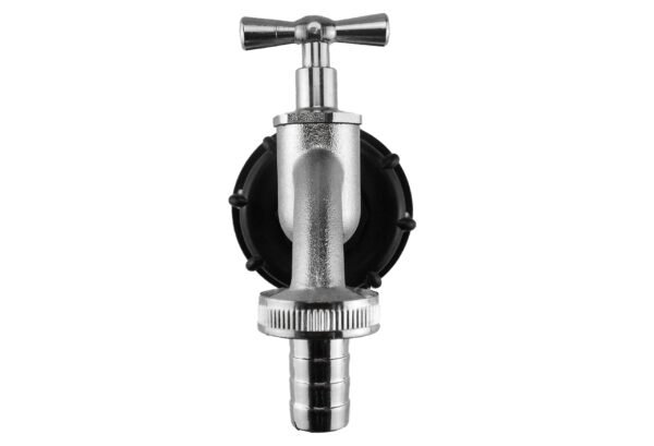 Ibc 2” s60x6 cap with nickle plated bib tap ½” barb – heavy duty pipe & hose fitting uk ibc tanks fittings free shipping 13