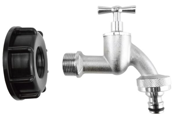 Ibc 2” s60x6 cap with quick connect nickle plated bib tap ½” – heavy duty pipe & hose fitting uk ibc tanks fittings free shipping 7
