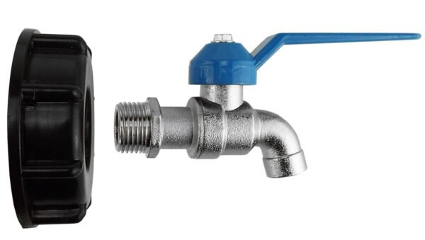 Ibc 2” s60x6 cap with basic garden tap ½” bsp – heavy duty pipe & hose fitting uk ibc tanks fittings free shipping 13