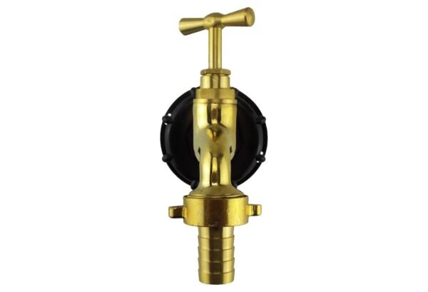 Ibc 2” s60x6 cap with polished brass bib tap 15mm barb – heavy duty pipe & hose fitting uk ibc tanks fittings free shipping 7