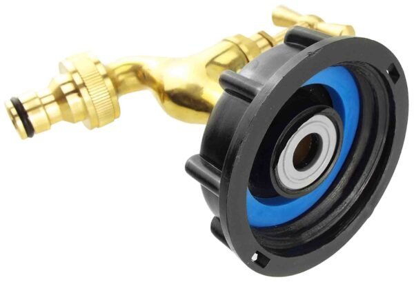Ibc 2” s60x6 cap with polished brass quick connect tap – heavy duty pipe & hose fitting uk ibc tanks fittings free shipping 9