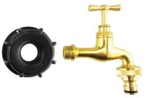 IBC 2” S60X6 Cap with Polished Brass Quick Connect Tap – Heavy Duty Pipe & Hose Fitting UK IBC Tanks Fittings Free Shipping