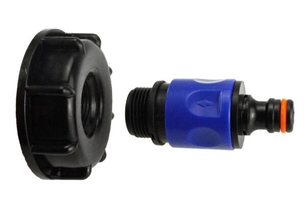 Ibc 2” s60x6 cap with ¾” bsp threaded hose connector blue ibc tanks fittings free shipping 3