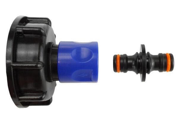 Ibc 2” s60x6 cap with ¾” bsp threaded hose connector blue ibc tanks fittings free shipping 4