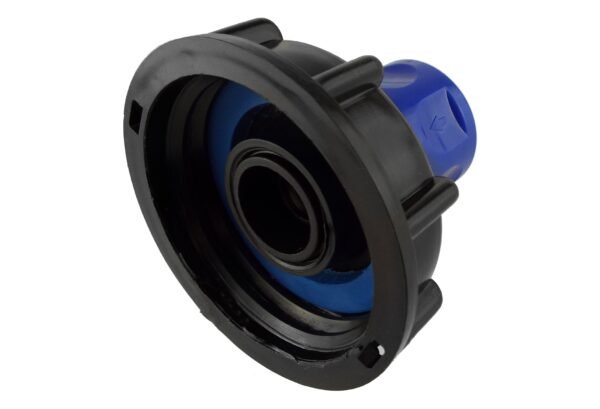 Ibc 2” s60x6 cap with ¾” bsp threaded hose connector blue ibc tanks fittings free shipping 3