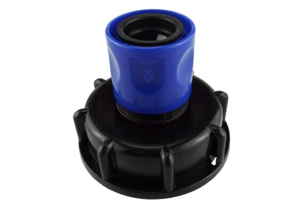 Ibc 2” s60x6 cap with ¾” bsp threaded hose connector blue ibc tanks fittings free shipping 4