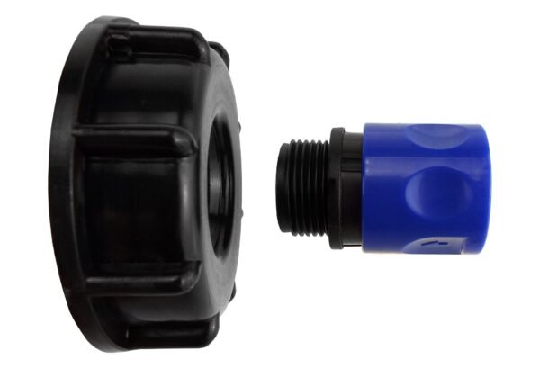 Ibc 2” s60x6 cap with ¾” bsp threaded hose connector blue ibc tanks fittings free shipping 2
