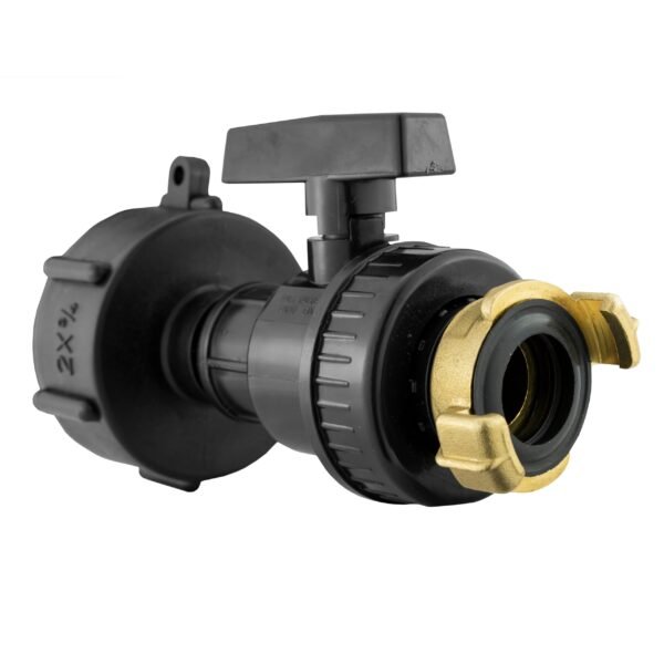 Ibc 2” s60x6 cap with large plastic valve and geka type – heavy duty pipe & hose fitting uk ibc tanks fittings free shipping 7