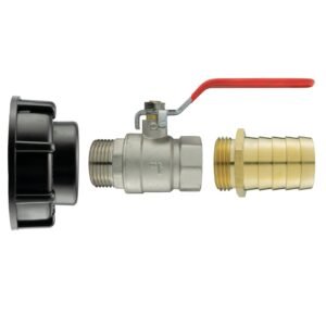 IBC 2” S60X6 Cap with Lever Valve and 32mm Brass Barb – Heavy Duty Pipe & Hose Fitting UK IBC Tanks Fittings Free Shipping