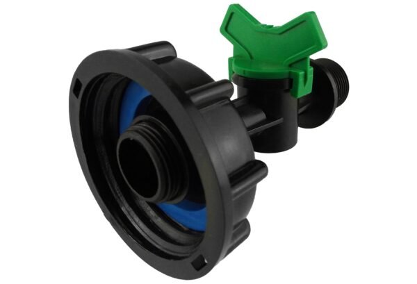 Ibc 2” s60x6 cap with ¾” bsp male threaded irrigation valve – heavy duty pipe & hose fitting uk ibc tanks fittings free shipping 13