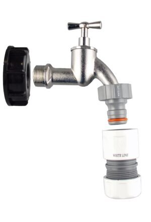 IBC 2” S60X6 Cap with Bib Tap and Max Flo Hose Connectors