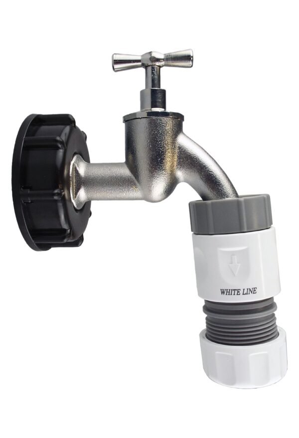 Ibc 2 inch s60x6 cap with bib tap and max flo hose connectors – home diy accessory uk ibc kits free shipping 4