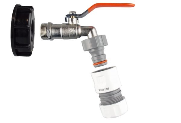 IBC 2” S60X6 Cap with Lever Tap and Max Flo Hose Connectors