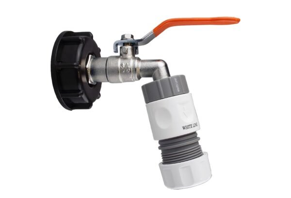 IBC 2” S60X6 Cap with Lever Tap and Max Flo Hose Connectors