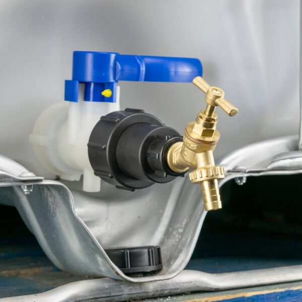 Ibc 2” s60x6 – 1/2″ bspf extender adaptor with brass bib tap – heavy duty pipe & hose fitting uk ibc tanks fittings free shipping 9