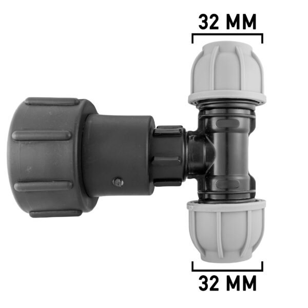 Ibc 2” s60x6 – 1″ bspf extender adaptor with mdpe tee 32mm – heavy duty pipe & hose fitting uk ibc tanks fittings free shipping 5