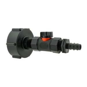 IBC 2” S60X6 Cap with In-Line BSPF Valve and 16mm Barbed – Heavy Duty Pipe & Hose Fitting UK IBC Tanks Fittings Free Shipping