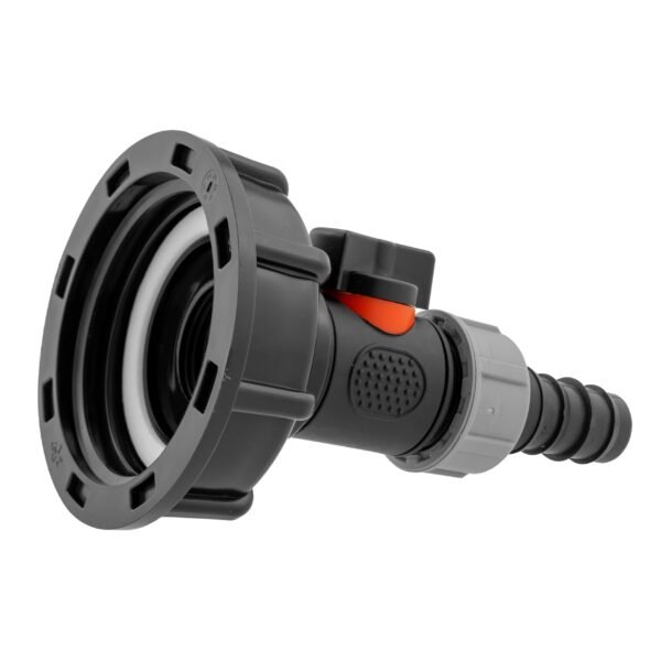 IBC 2” S60X6 Cap with In-Line BSPM Valve and 20mm Barbed
