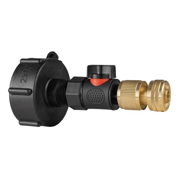 Ibc 2” s60x6 cap with bspf thread-quick connect male valve – heavy duty pipe & hose fitting uk