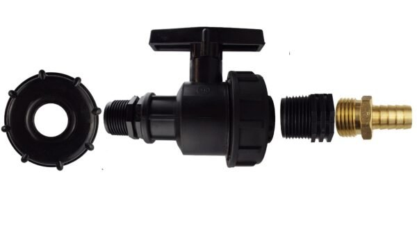 Ibc 2" s60x6 cap with large plastic valve and 13mm brass – heavy duty pipe & hose fitting uk