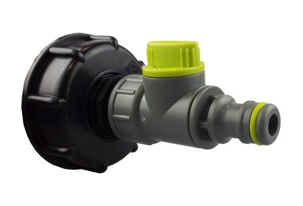 Ibc 2” s60x6 cap with ¾” bsp – click lock valve lime – heavy duty pipe & hose fitting uk ibc tanks fittings free shipping 2